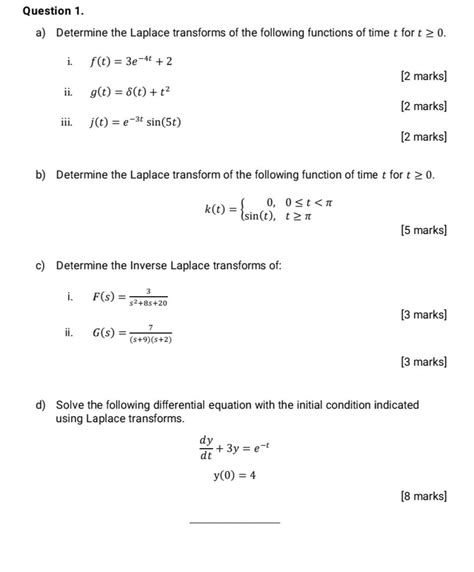 Solved A Determine The Laplace Transforms Of The Following Chegg