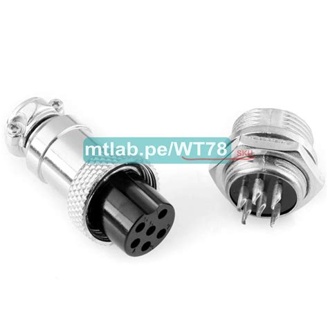 GX12 Conector plug y jack metálico número 12 Eurodin M H 6 pines MTLAB