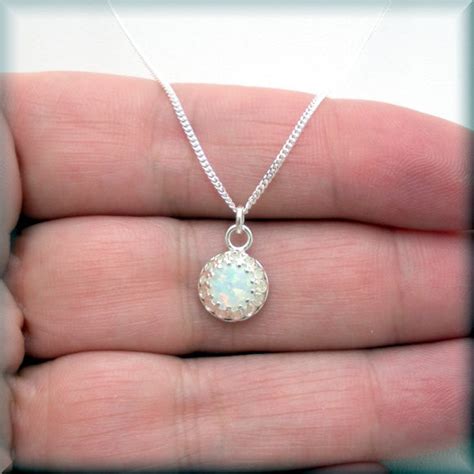 White Opal Necklace October Birthstone Bonny Jewelry