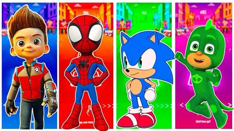 PAW Patrol Ryder Spidey Pj Masks Sonic Tiles Hop EDM Rush