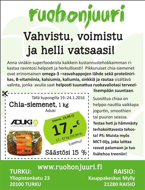 Turunsanomat Chia Siemenet Aduki Kg By Ruohonjuuri Issuu