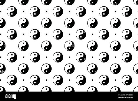 Yin Yang Seamless Background Feng Shui Style Fashion Pattern Hand Drawn Vector Doodle Sketch