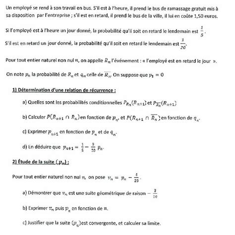 Exercice 15 Calculs de probabilités Classe de Terminale S