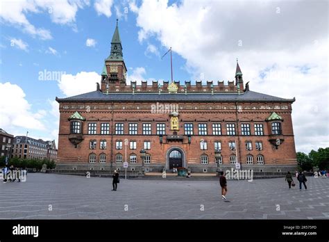 Denmark Copenhagen Stroget Pedestrian Street City Hall Stock Photo