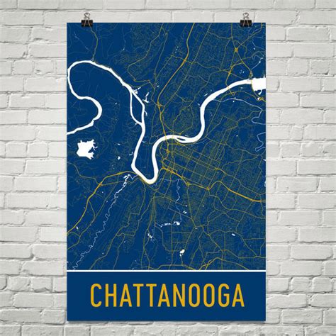 Chattanooga TN Street Map Poster - Wall Print by Modern Map Art