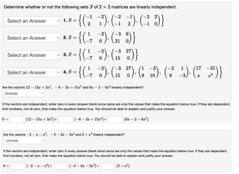 Solved Determine Whether Or Not The Following Sets S Of 2×2