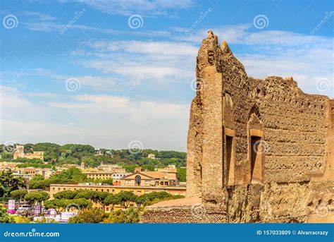 View To Ancient Ruins on Palatine Hill, Rome, Italy. Editorial Stock ...