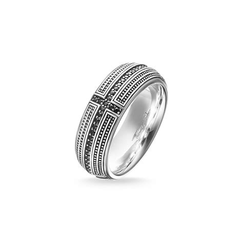 Bague Thomas Sabo Argent Ruban Croix Pavage Oxydes Noirs L