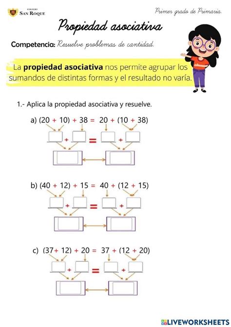 Propiedad Asociativa Interactive Exercise Math Teachers Workbook