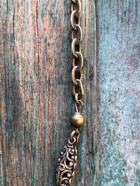 West German Art Nouveau Edwardian Brass Filigree With… Gem