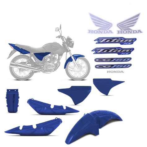 Kit Carenagem Completo Azul Paralama Rabeta Tampas Laterais Para Moto