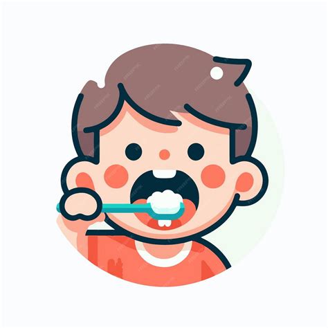 Vector Niño Pequeño Cepillándose Los Dientes Con Pasta De Dientes En La Actividad De Higiene De