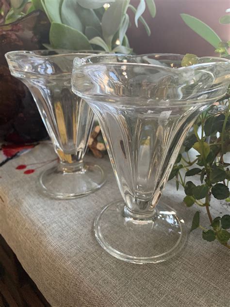 Vintage Heavy Clear Glass Banana Split Ice Cream Sundae Dishes Etsy