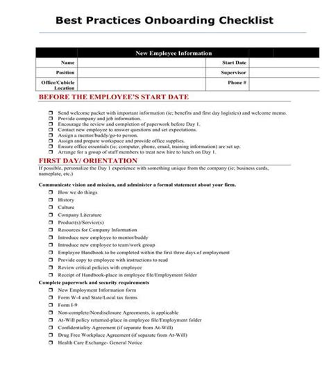 FREE 11+ Employee Onboarding Checklist Form Samples, PDF, MS Word ...