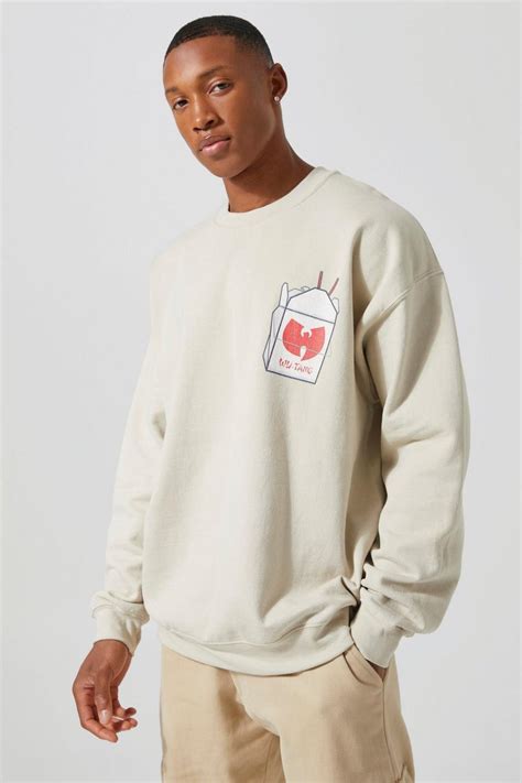 Mens Oversized Wu Tang Ramen License Sweatshirt Boohoo Uk