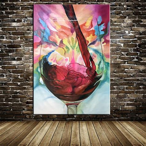 Hand Painted Abstract Glass Of Red Wine Canvas Wall Art Canvasx Net