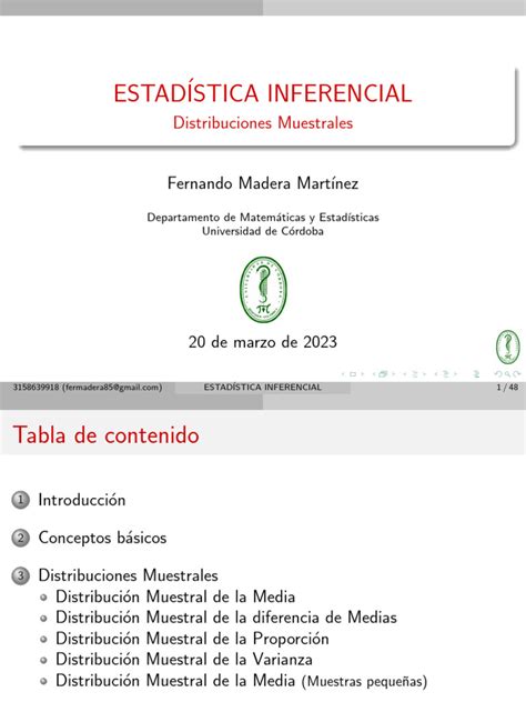 Distribuciones Muestrales Pdf Muestreo Estadísticas Media