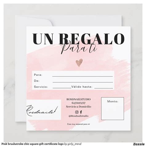 Logo Del Certificado De Regalo Cuadrado De Moda De Zazzle Benicia