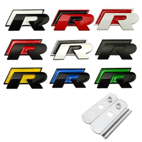 Metal Car Front Grille Emblem For R Rline Polo Golf 3 Jetta Beetle CC