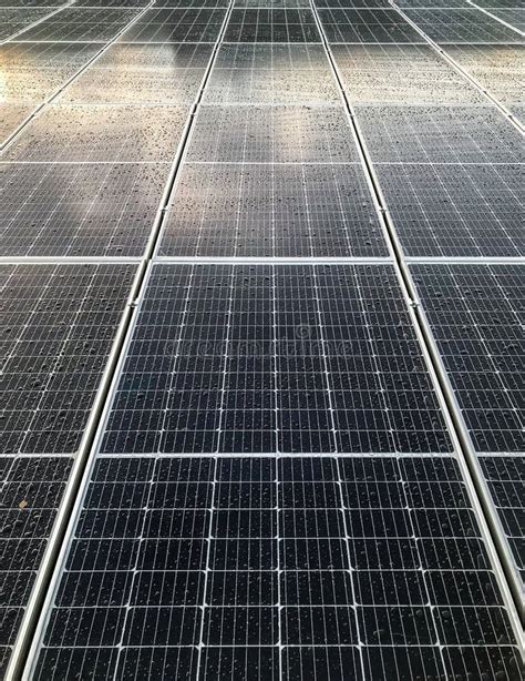 Close Up View Solar Panels Of Photovoltaic Power Station Or Solar Park ...