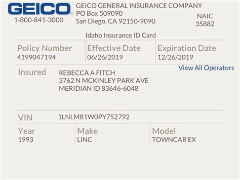 Geico Insurance Card Template Printable Calendars AT A GLANCE