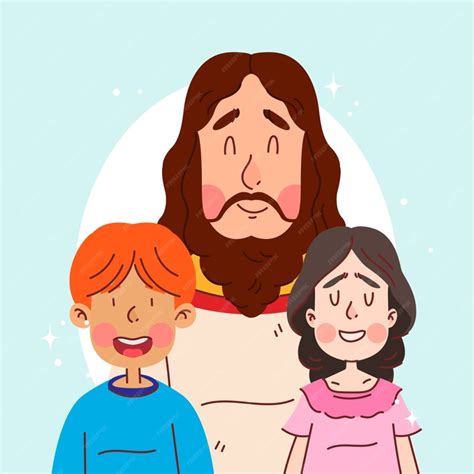 Ручной обращается иисус с детской иллюстрацией | Бесплатно векторы