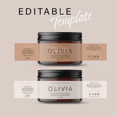 Modern Cosmetic Jar Label Template Editable Body Butter Etsy