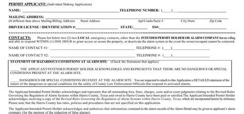 Harris County Alarm Permit Fill Out Printable PDF Forms Online