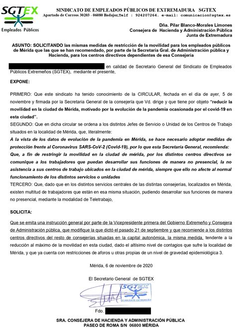 SGTEX solicita las mismas medidas de restricción de la movilidad para