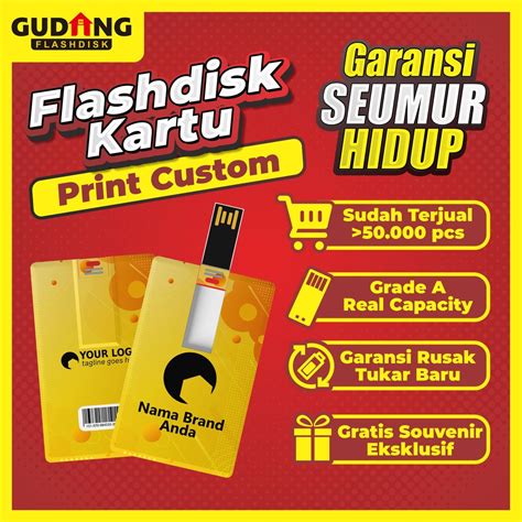 Jual Flashdisk Kartu Custom 4gb Garansi Seumur Hidup Flash Disk Usb