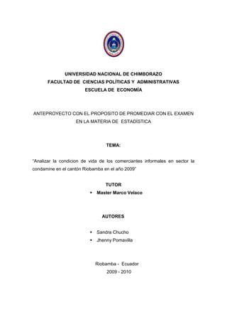 C Fakepath Proyecto De Estadistica Pomavilla Chucho Pdf