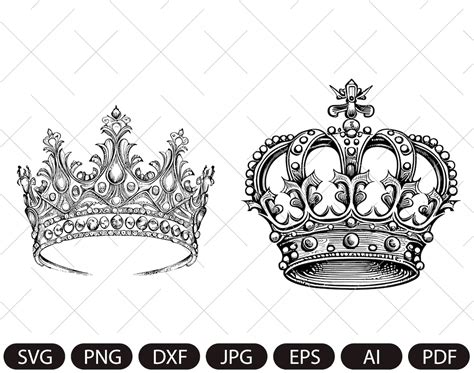 Crown Diadem Vector/queen Crown/king's Crown Vintage Sketch Drawing Clipart/digital Illustration ...