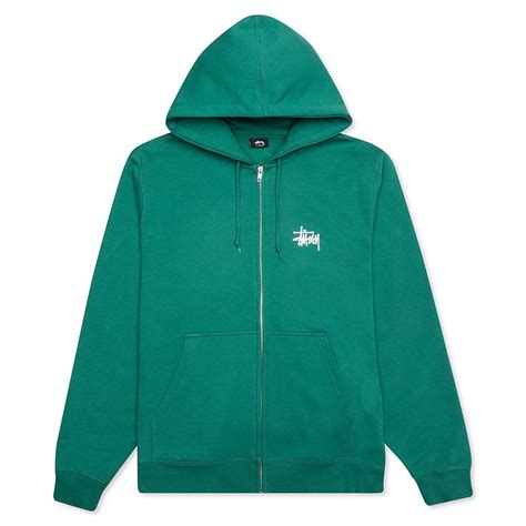 Stussy Basic Stussy Zip Hoodie Dark Green Feature