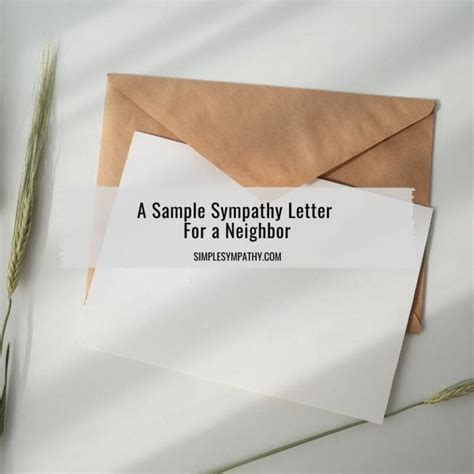 A Sample Sympathy Letter For A Neighbor Simple Sympathy