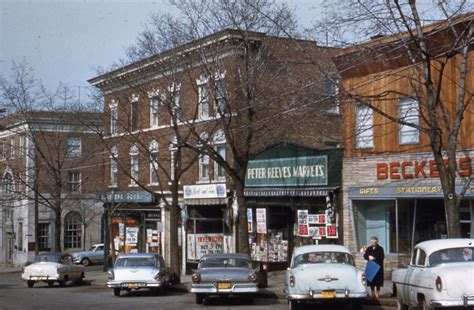 Storefronts on Main Street in Irvington, New York, c. 1955. From Local ...