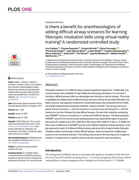 (PDF) Is there a benefit for anesthesiologists of adding difficult ...