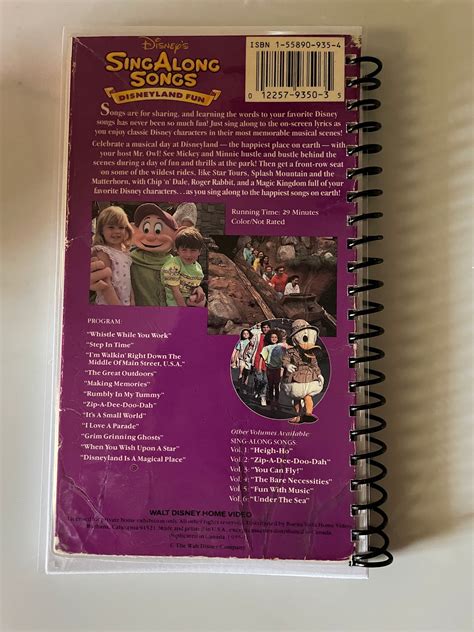 Disney Sing Along Songs Disneyland Fun Movie Vhs Upcycled Spiral Bound