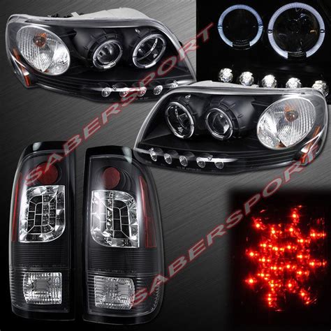 Purchase 19978 2003 Ford F150 Black Dual Halo Projector Headlights W