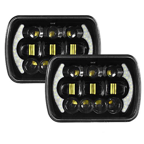 5x7 Led Headlights Auxbeam Se33 85w 7x6 Led Headlights With Drl High Low Beam Rectangular H6054