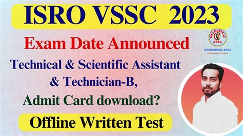 ISRO VSSC EXAM DATE 2023 OUT VSSC Technical Assistant Technician