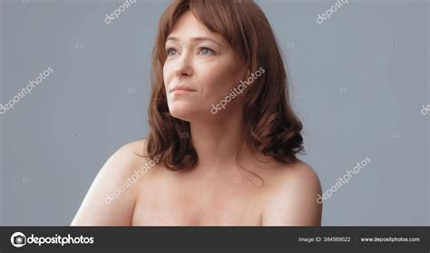 Red Haired Nude Woman Looking Up Beautiful Mature Pensive Woman With