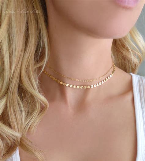 Gold Choker Necklace Set ~ 14k Gold Fill Rose Gold Fill Or Sterling S