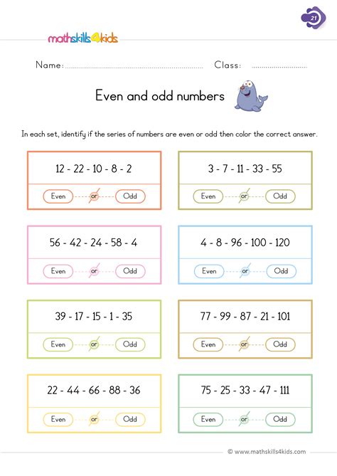 Even And Odd Numbers Worksheet For Grade