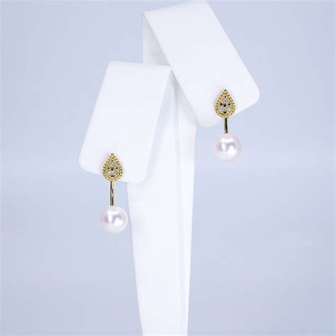 Carats Or Blanc Boucles D Oreilles Diamants Perles Catawiki