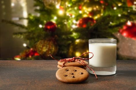 Premium Photo Christmas Homemade Cookies And Glass Of Milk For Santa