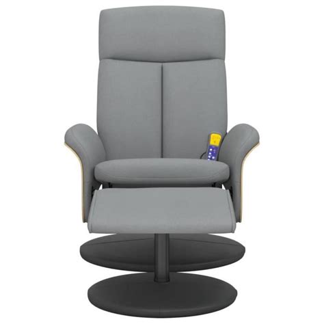 Fauteuil Inclinable De Massage Et Repose Pied Gris Clair Tissu