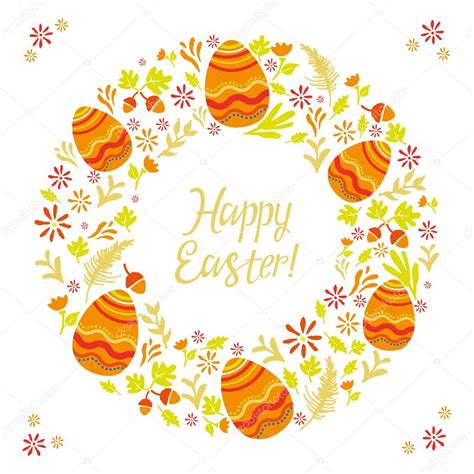 Easter Card With Eggs And Floral Designs Stock Vector Karma