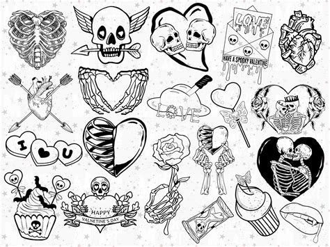 Spooky Valentine Lineart Clipart Bundle Gothic Valentine Png Etsy