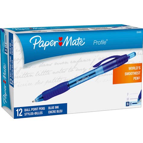 Paper Mate Retractable Profile Ballpoint Pens Bold Tip Blue Ink 12