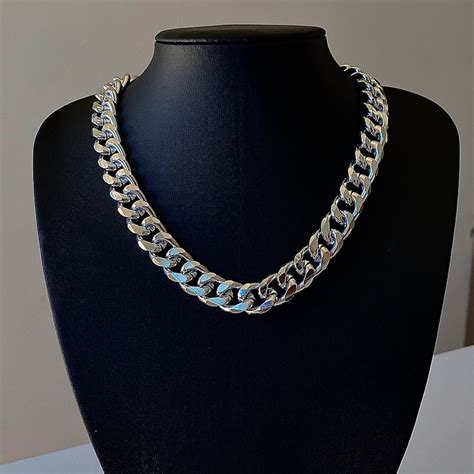 Silver Cuban Chain Cuban Link Chain Silver Out White Gold Etsy